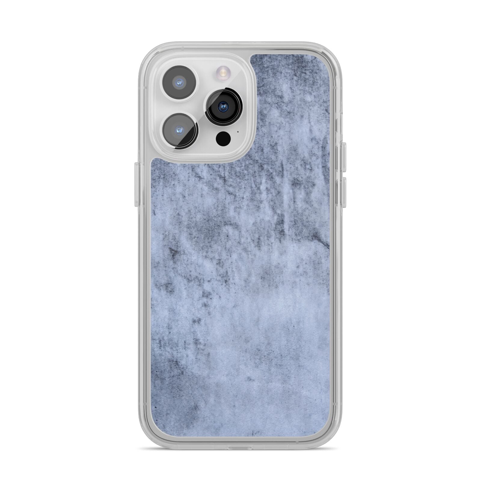 Faux Marble Dark Grey iPhone 14 Pro Max Clear Tough Case Silver