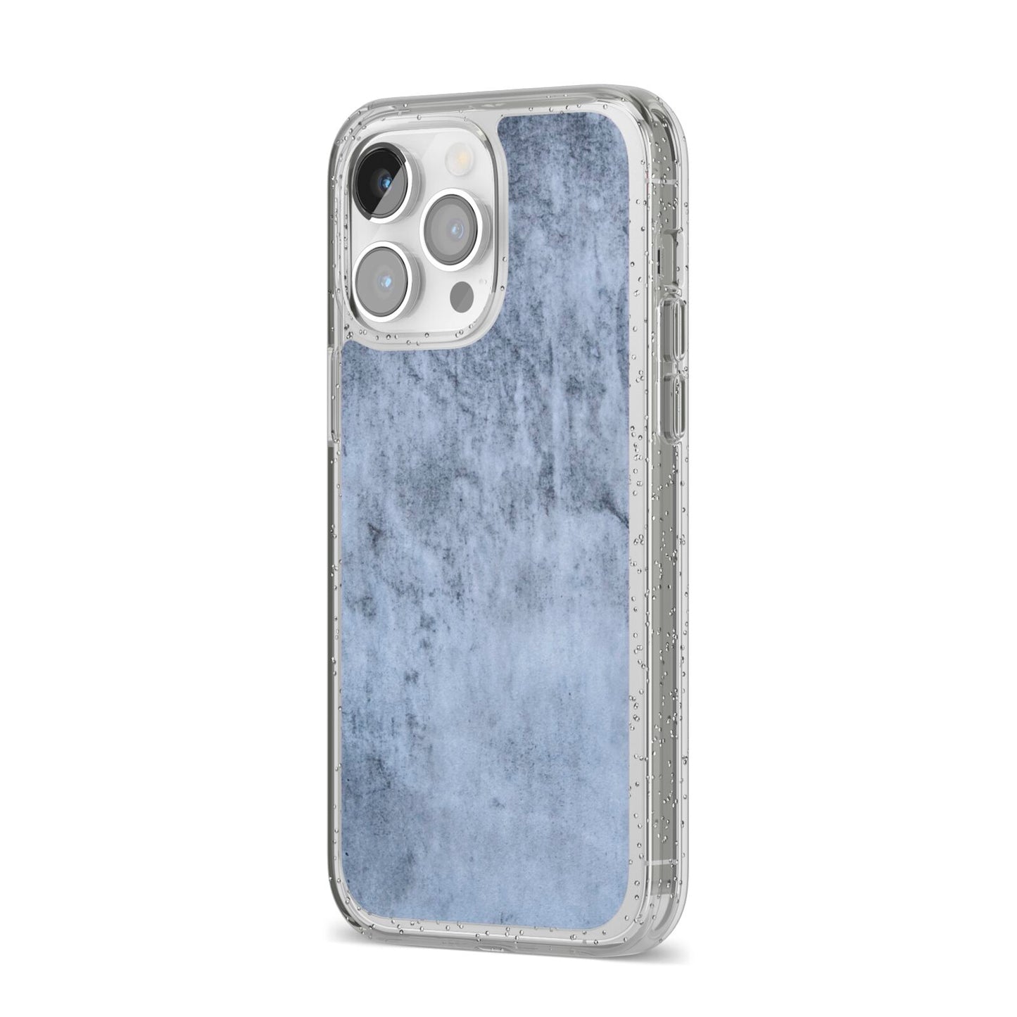 Faux Marble Dark Grey iPhone 14 Pro Max Glitter Tough Case Silver Angled Image