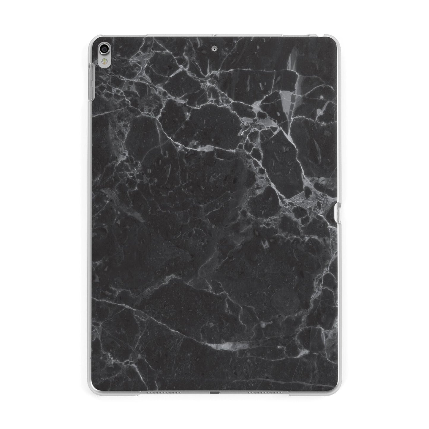 Faux Marble Effect Black Apple iPad Silver Case