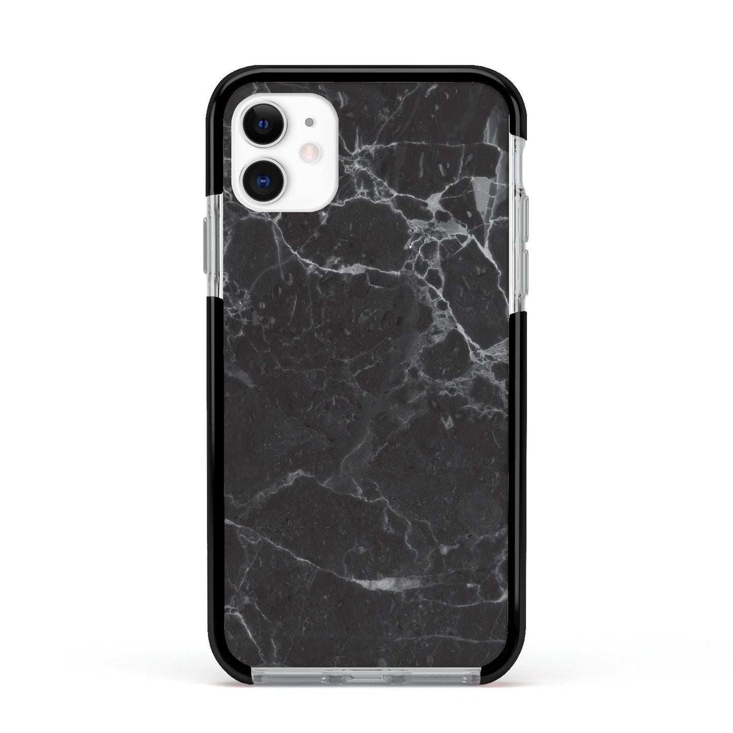 Faux Marble Effect Black Apple iPhone 11 in White with Black Impact Case