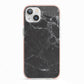 Faux Marble Effect Black iPhone 13 TPU Impact Case with Pink Edges