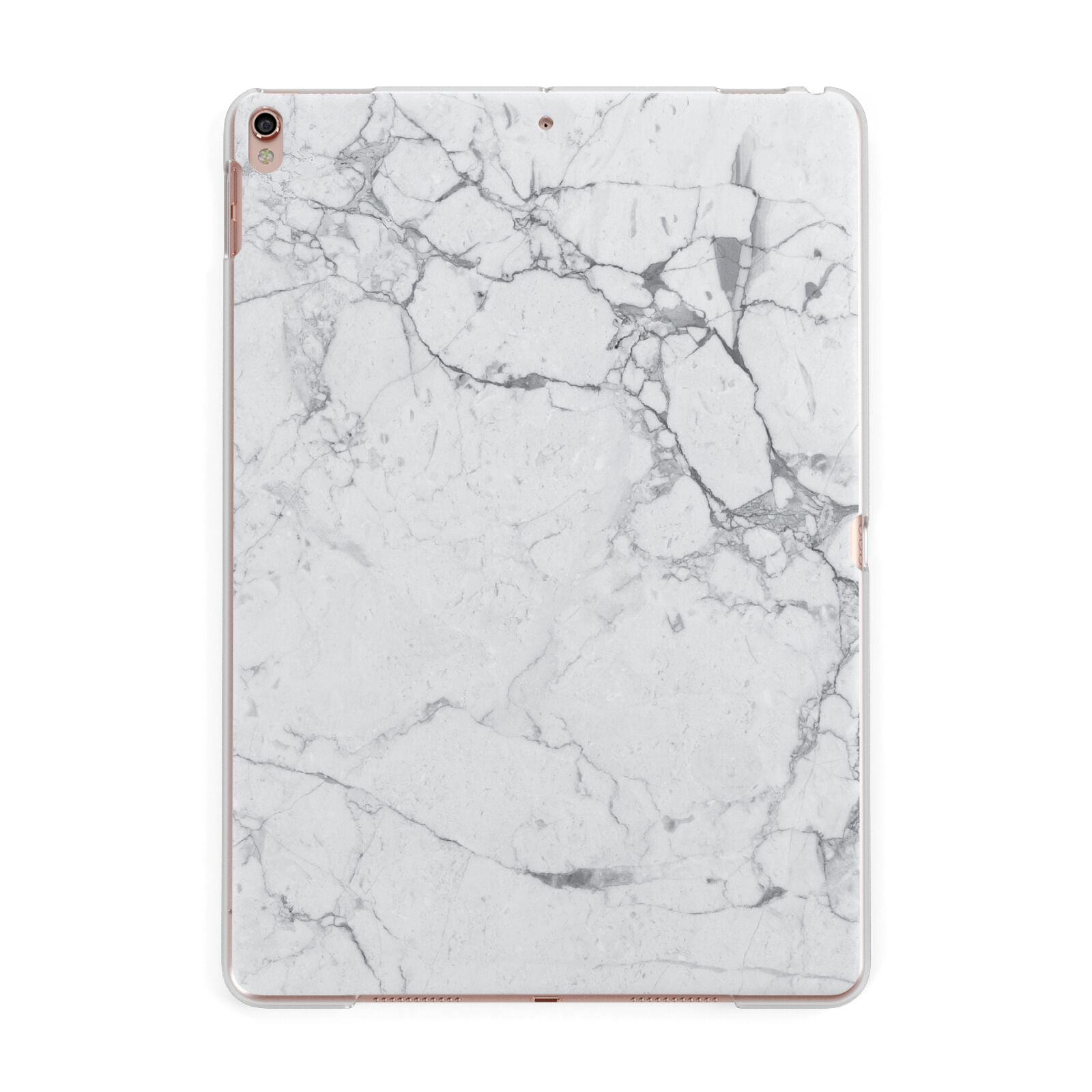 Faux Marble Effect Grey White Apple iPad Rose Gold Case