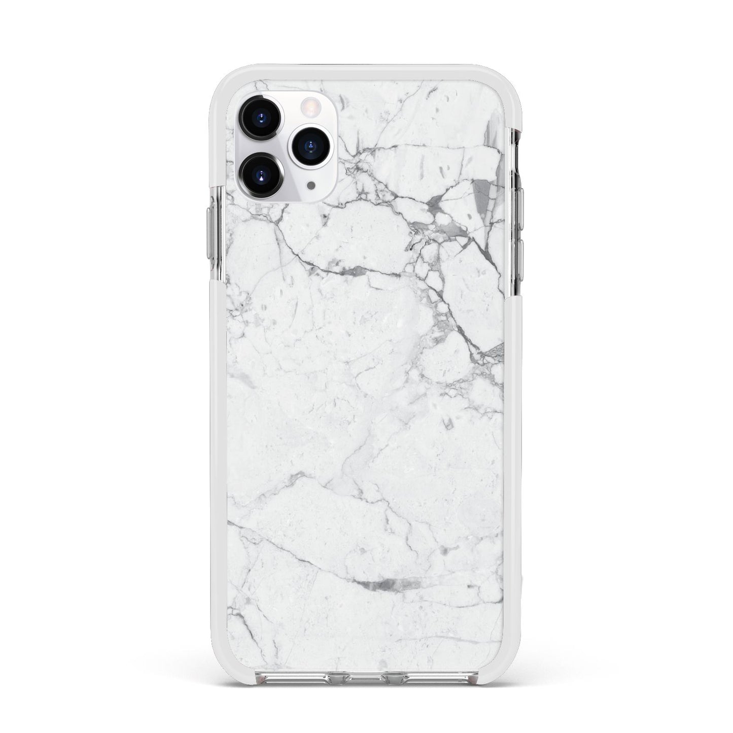 Faux Marble Effect Grey White Apple iPhone 11 Pro Max in Silver with White Impact Case