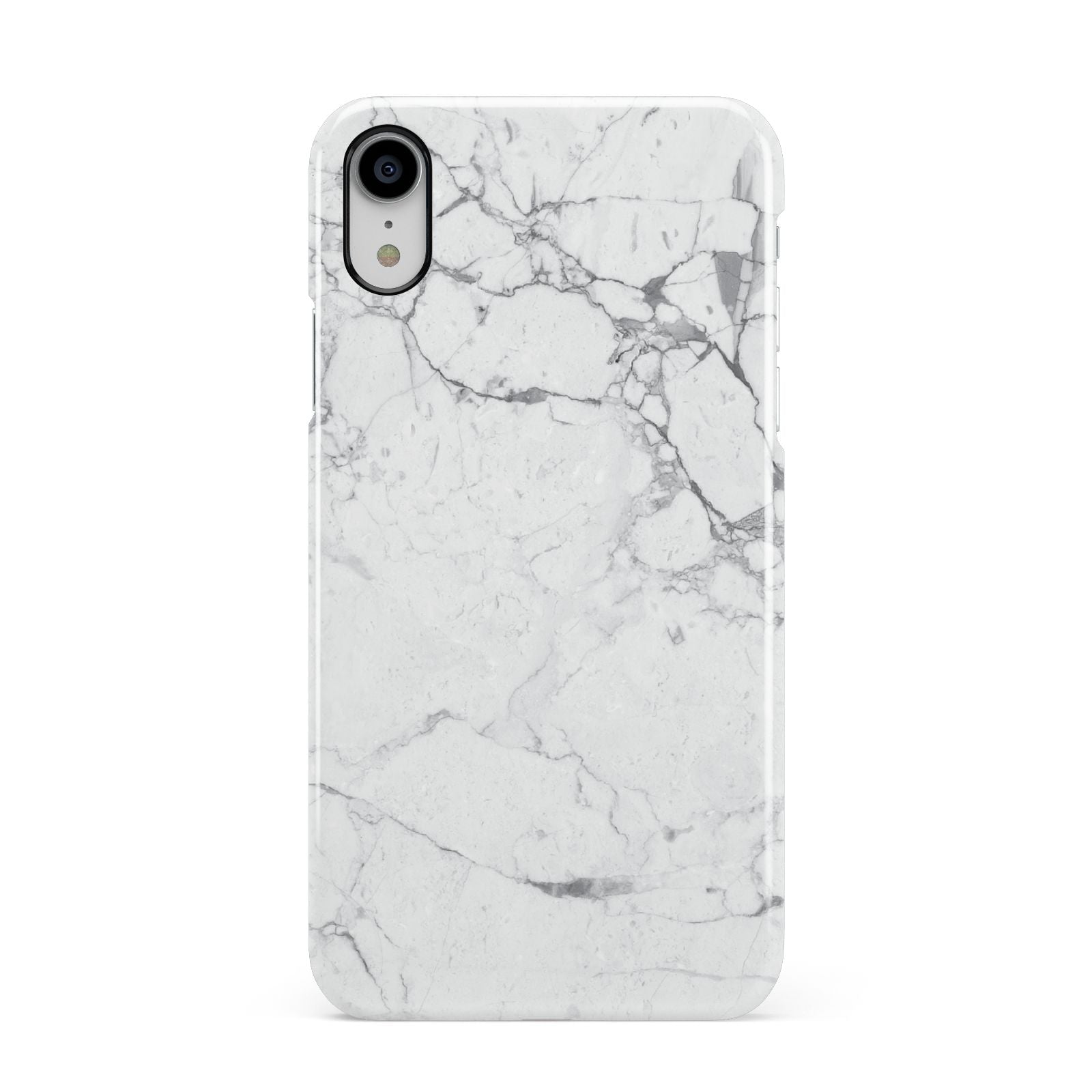 Faux Marble Effect Grey White Apple iPhone XR White 3D Snap Case