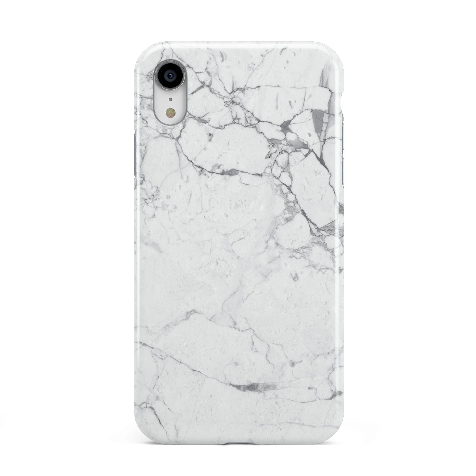 Faux Marble Effect Grey White Apple iPhone XR White 3D Tough Case