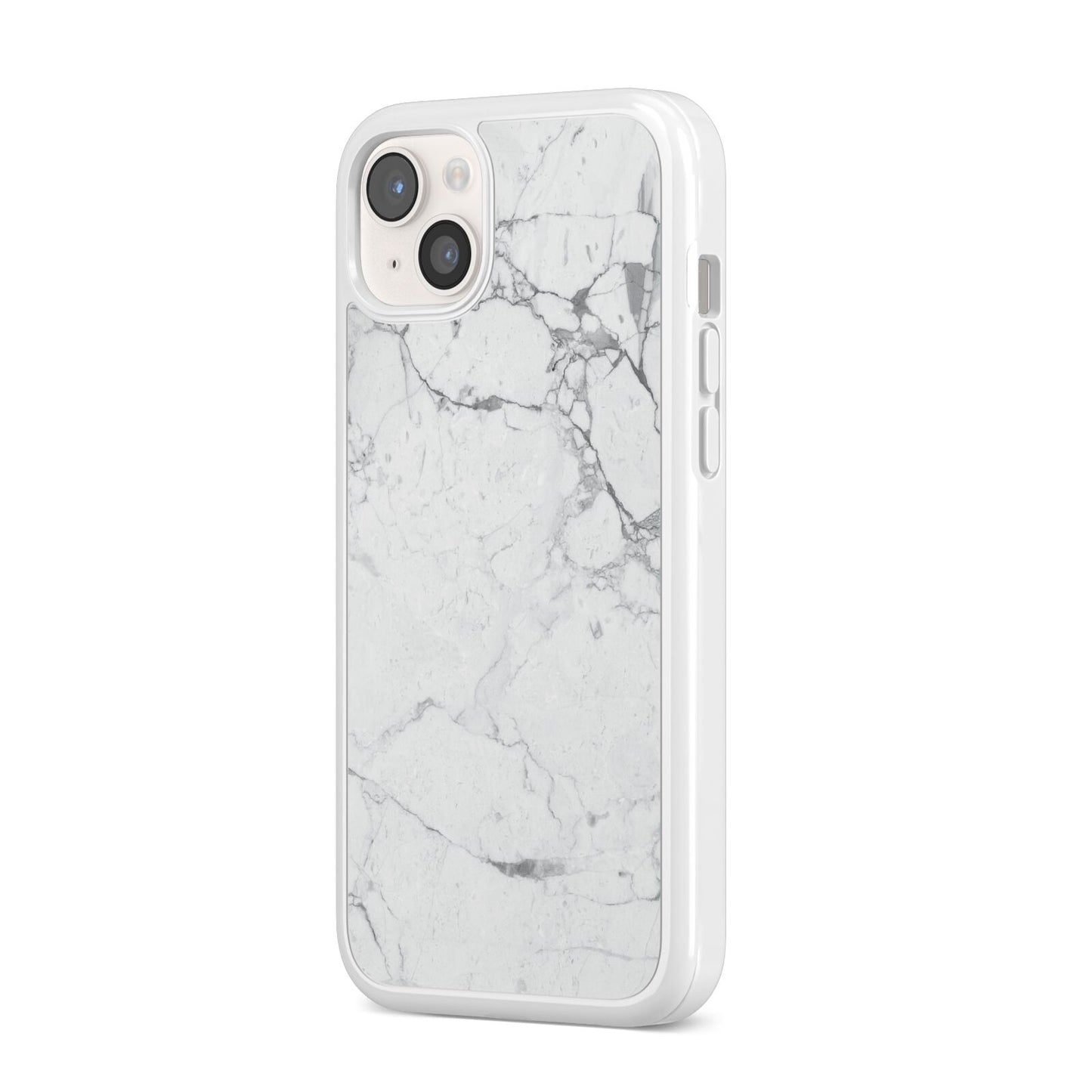 Faux Marble Effect Grey White iPhone 14 Plus Clear Tough Case Starlight Angled Image