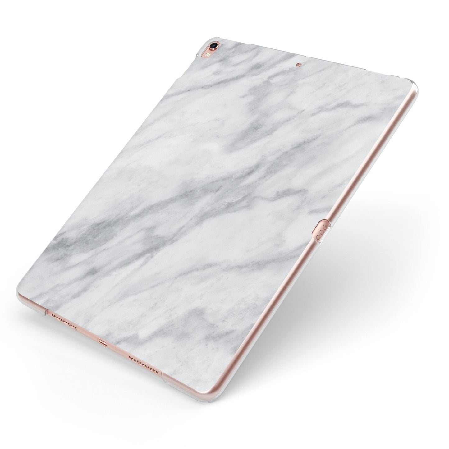 Faux Marble Effect Italian Apple iPad Case on Rose Gold iPad Side View