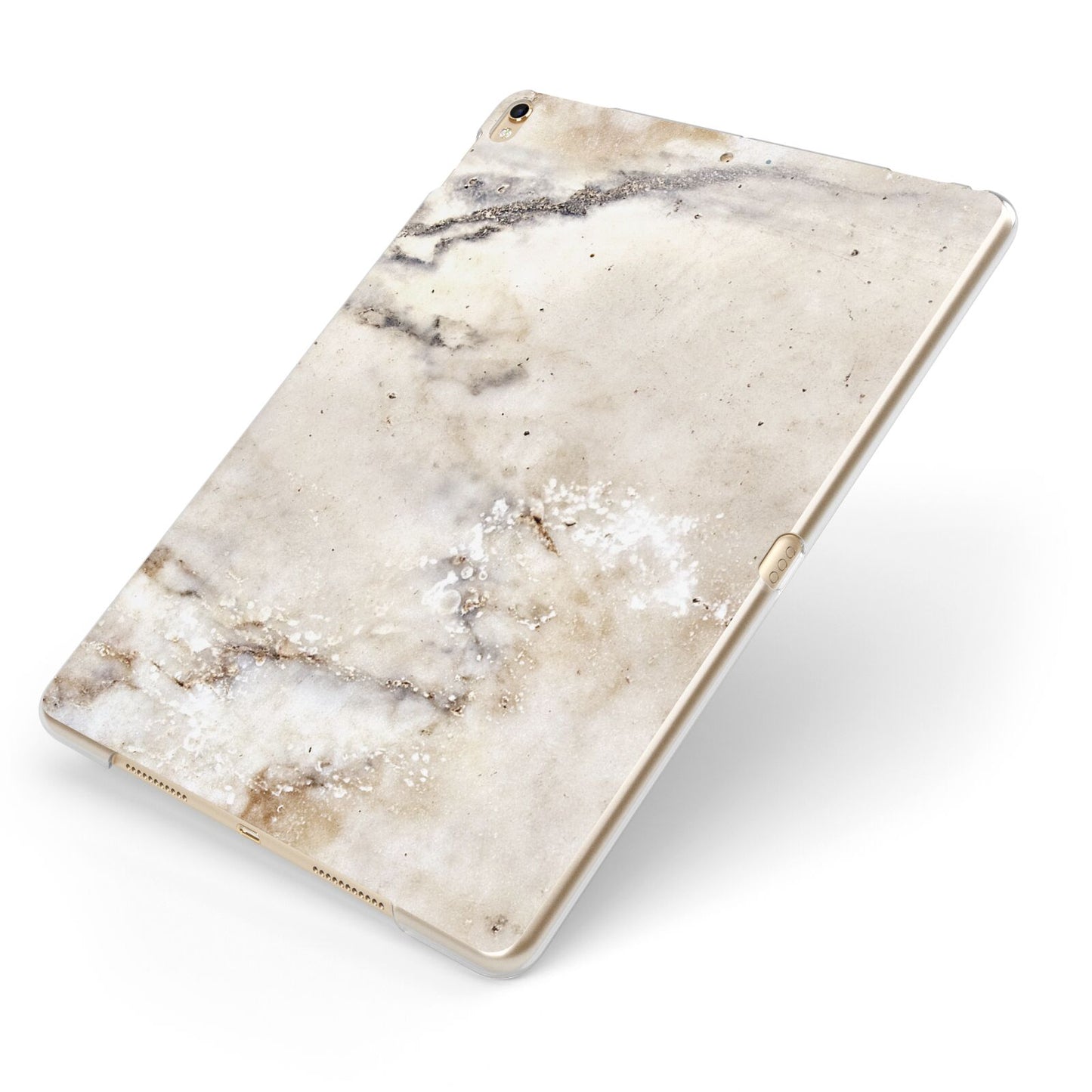 Faux Marble Effect Print Apple iPad Case on Gold iPad Side View