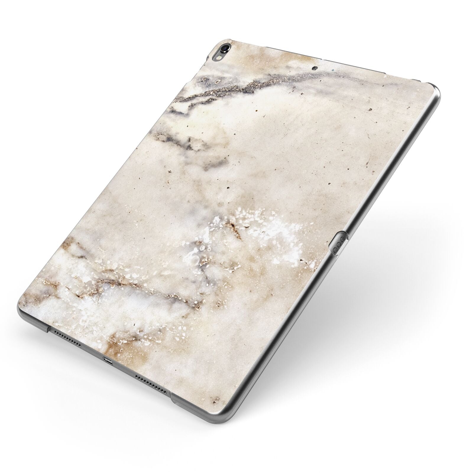 Faux Marble Effect Print Apple iPad Case on Grey iPad Side View