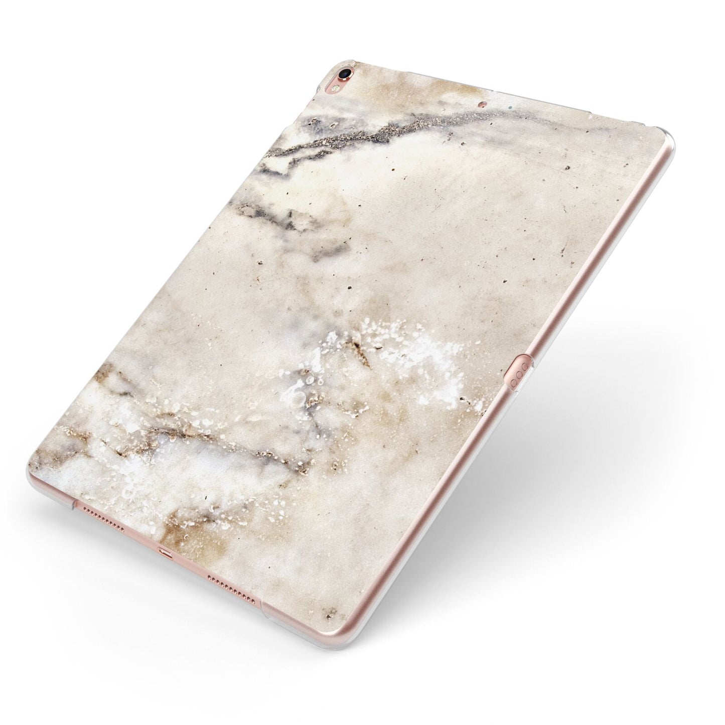 Faux Marble Effect Print Apple iPad Case on Rose Gold iPad Side View