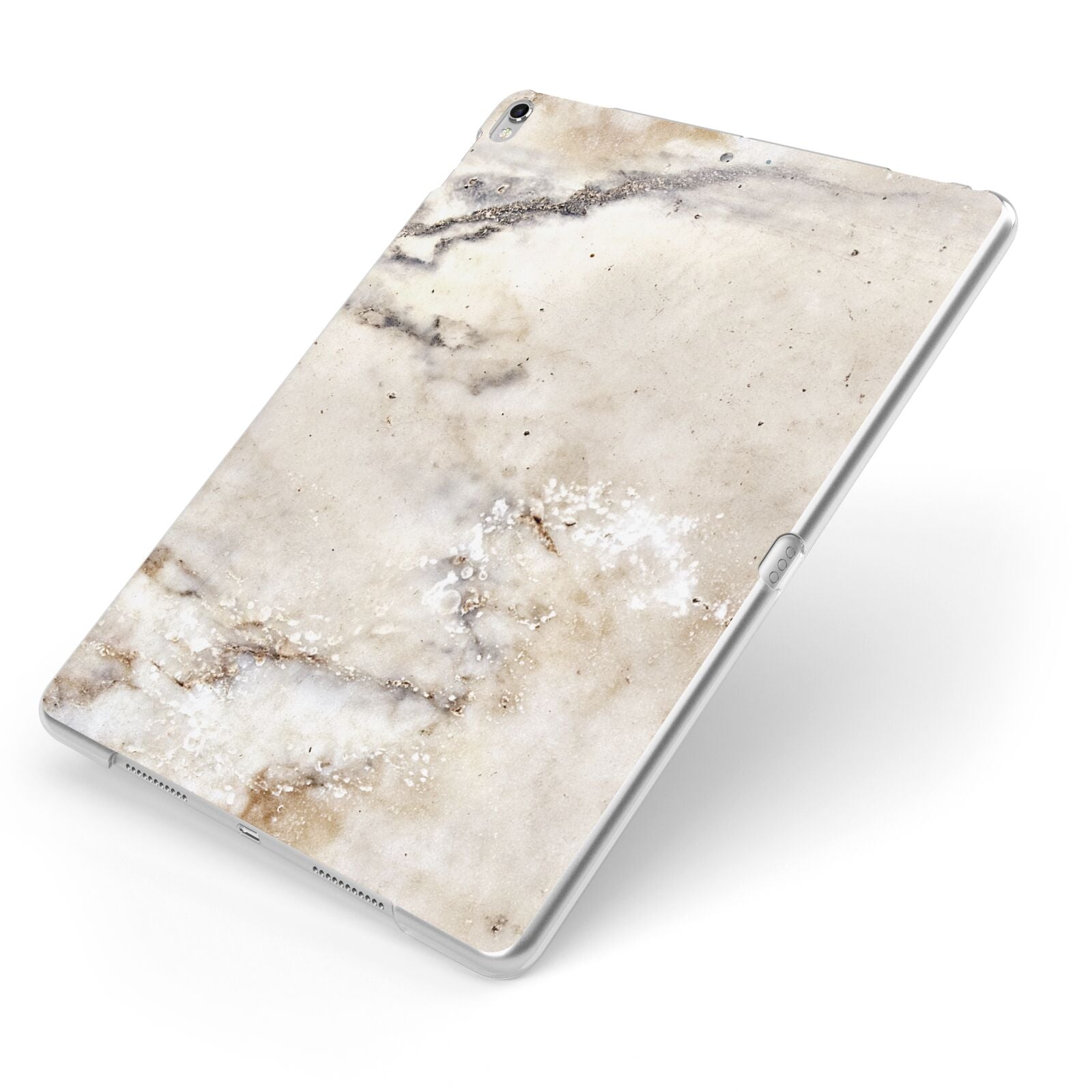 Faux Marble Effect Print Apple iPad Case on Silver iPad Side View