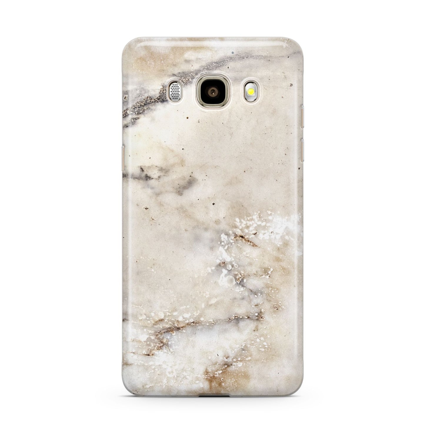 Faux Marble Effect Print Samsung Galaxy J7 2016 Case on gold phone