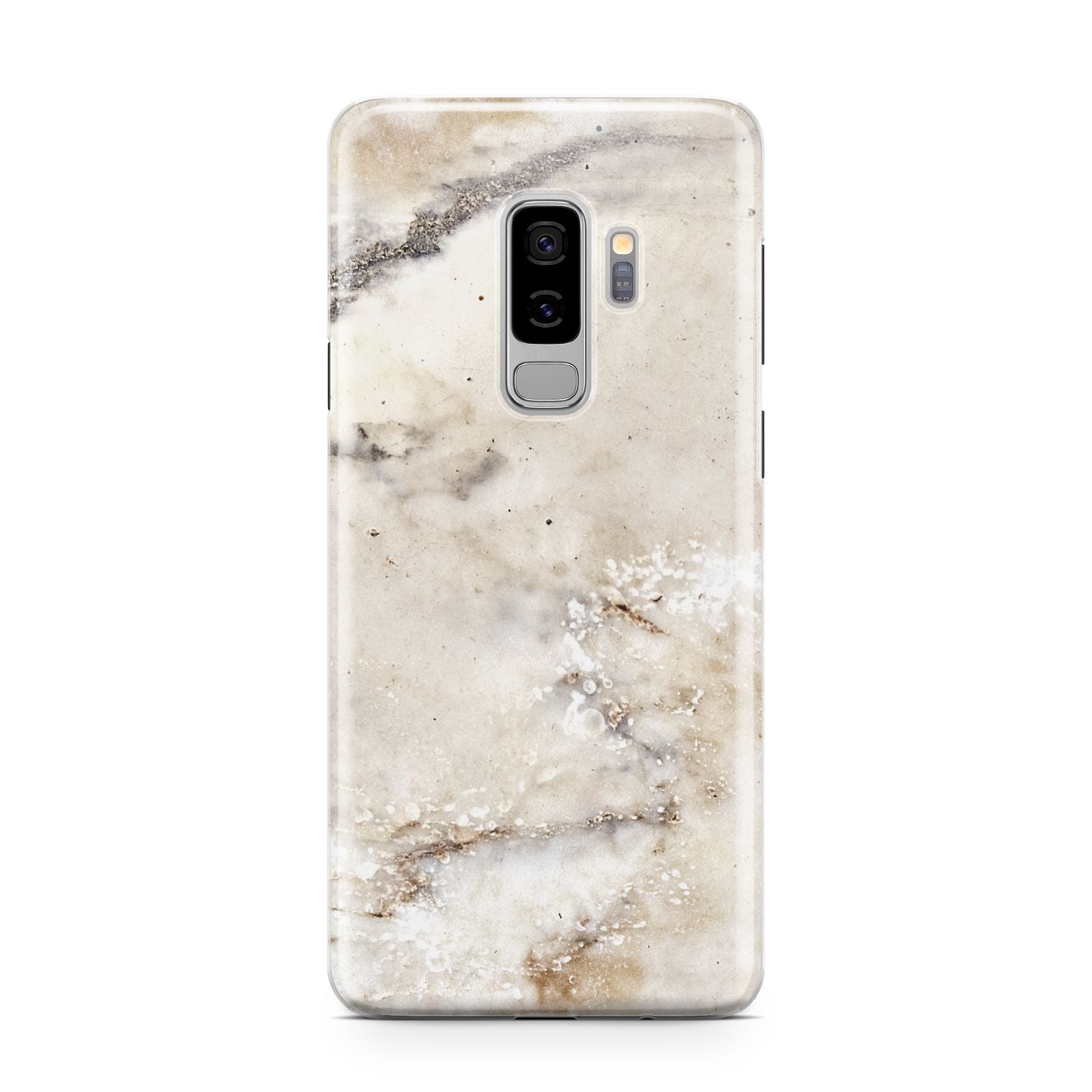 Faux Marble Effect Print Samsung Galaxy S9 Plus Case on Silver phone