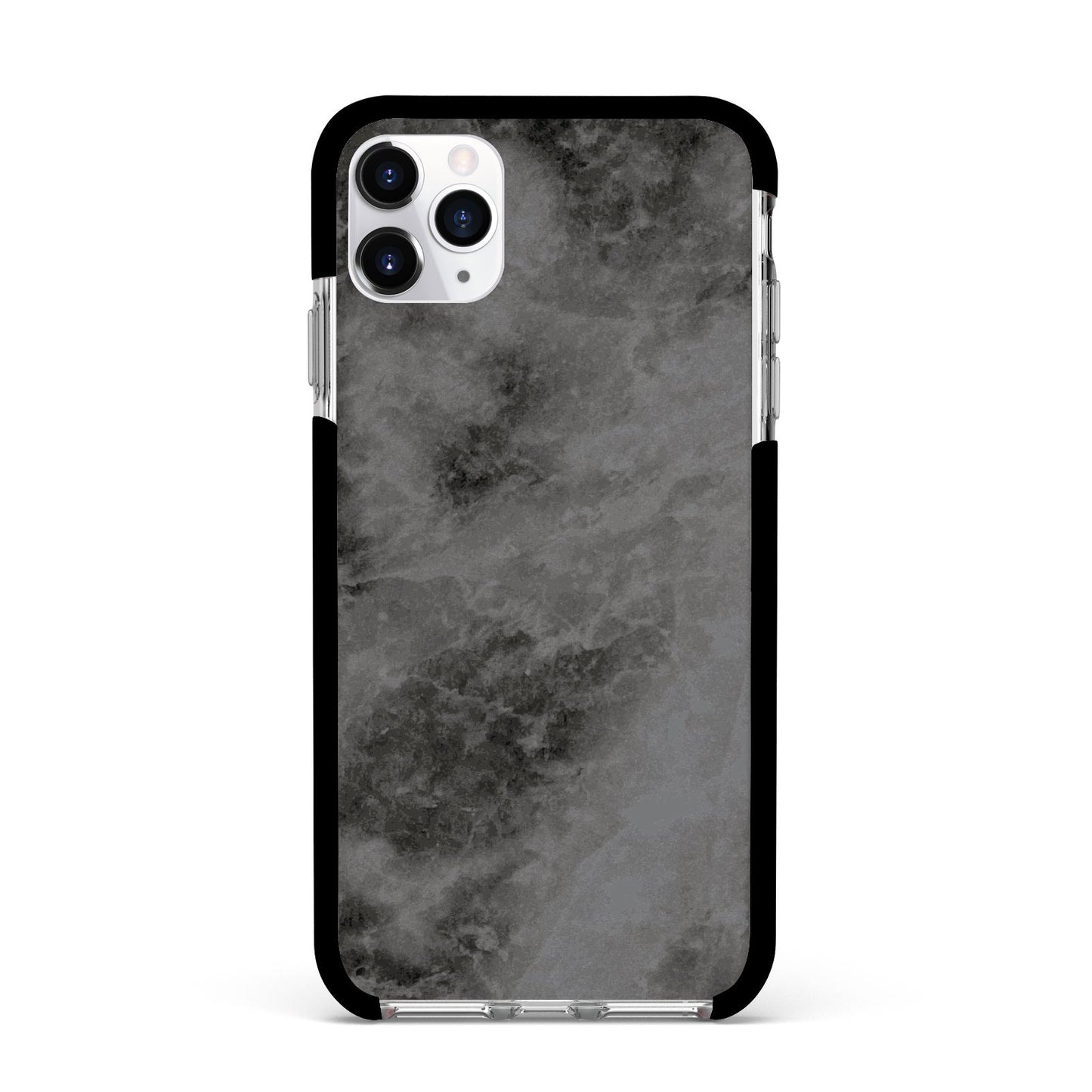 Faux Marble Grey Black Apple iPhone 11 Pro Max in Silver with Black Impact Case