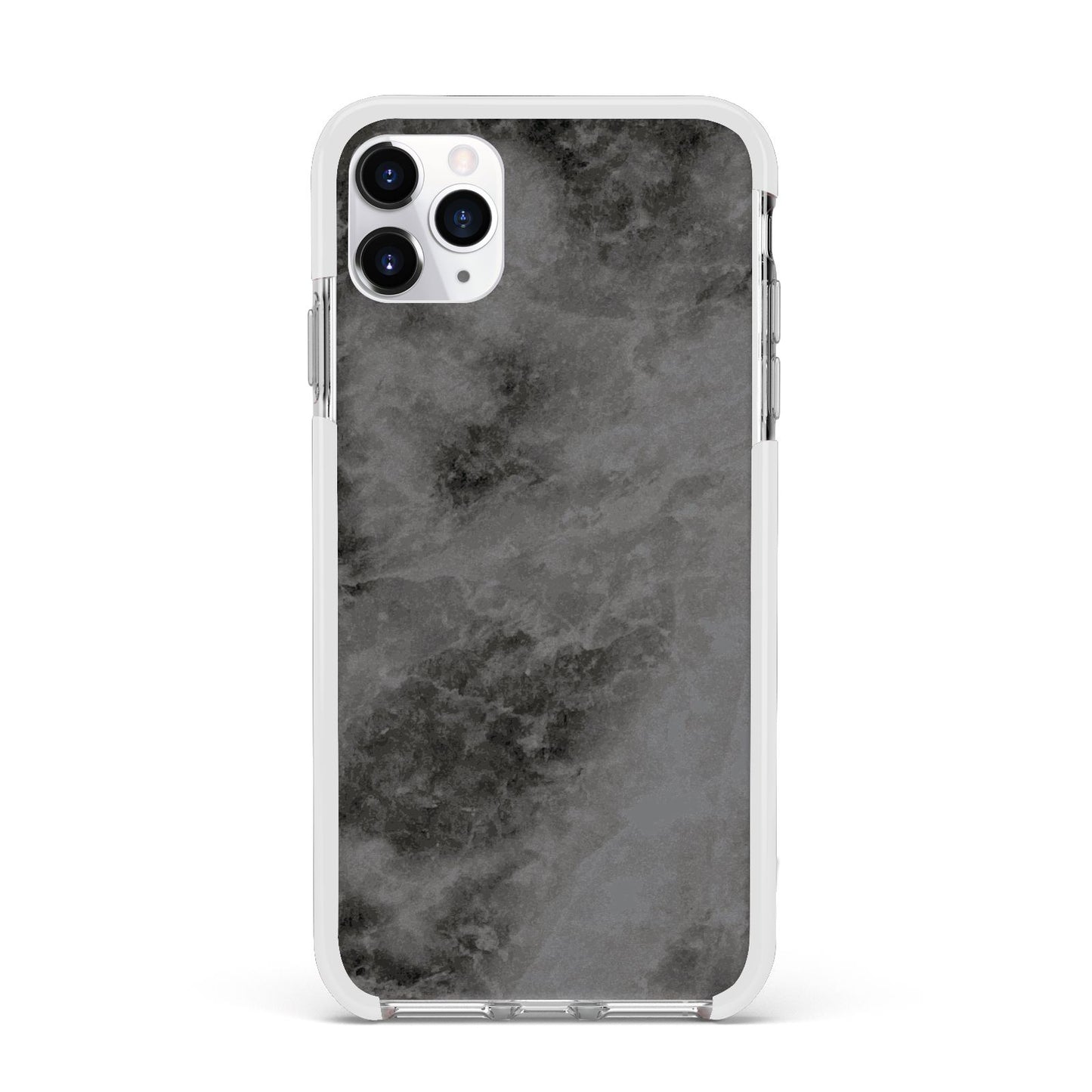 Faux Marble Grey Black Apple iPhone 11 Pro Max in Silver with White Impact Case