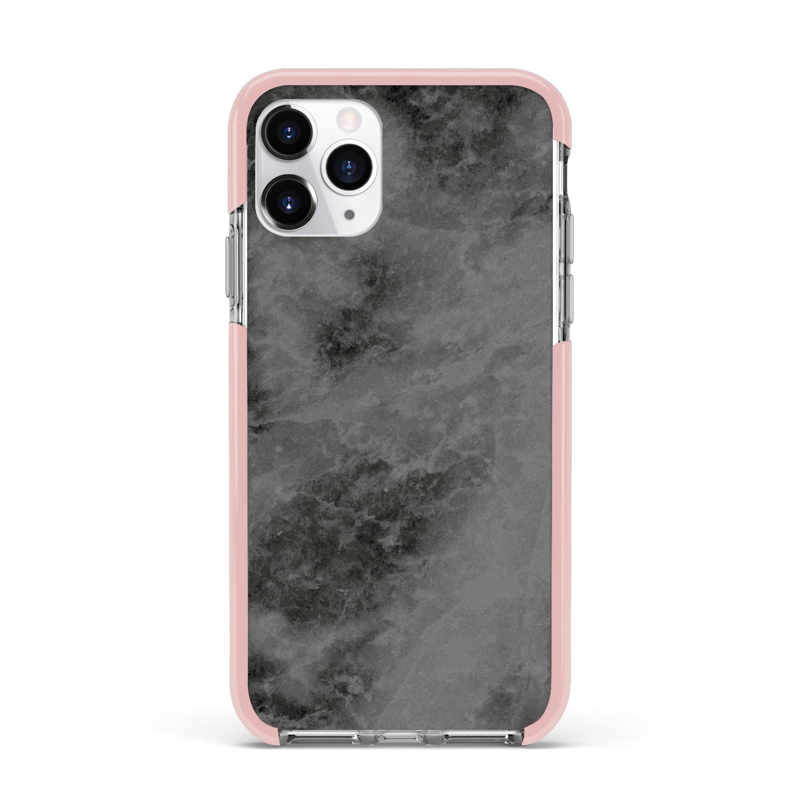 Faux Marble Grey Black Apple iPhone 11 Pro in Silver with Pink Impact Case