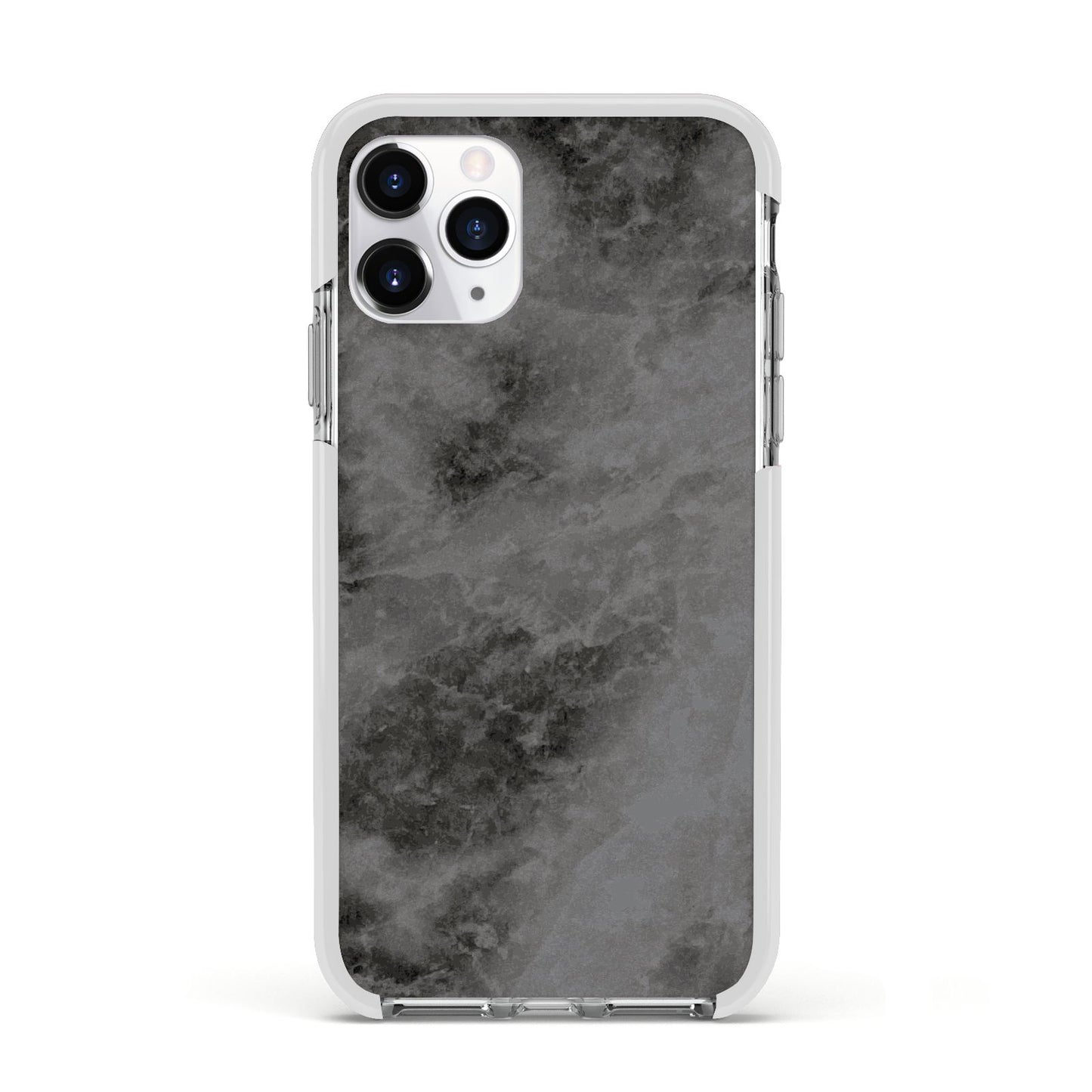 Faux Marble Grey Black Apple iPhone 11 Pro in Silver with White Impact Case