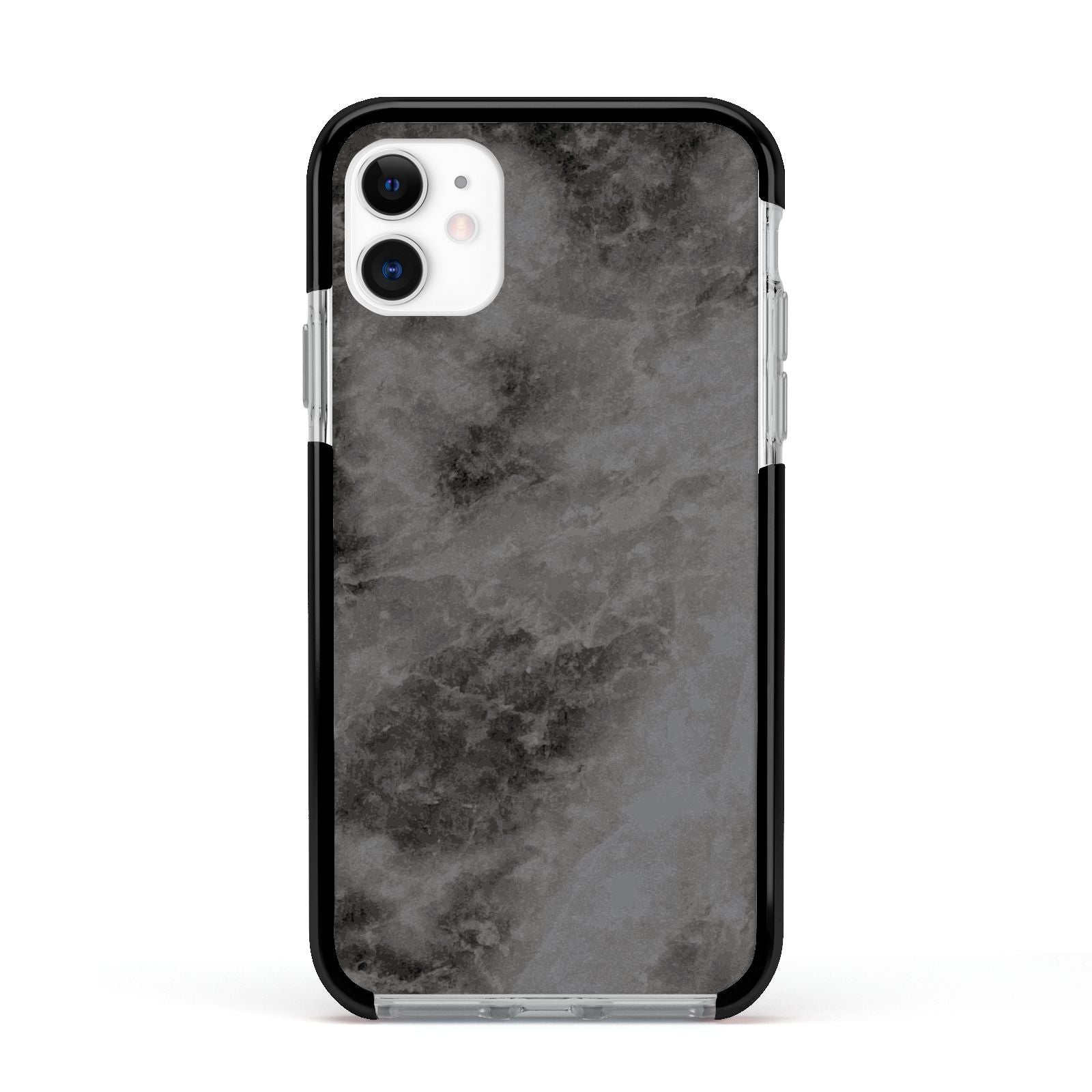 Faux Marble Grey Black Apple iPhone 11 in White with Black Impact Case