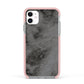 Faux Marble Grey Black Apple iPhone 11 in White with Pink Impact Case
