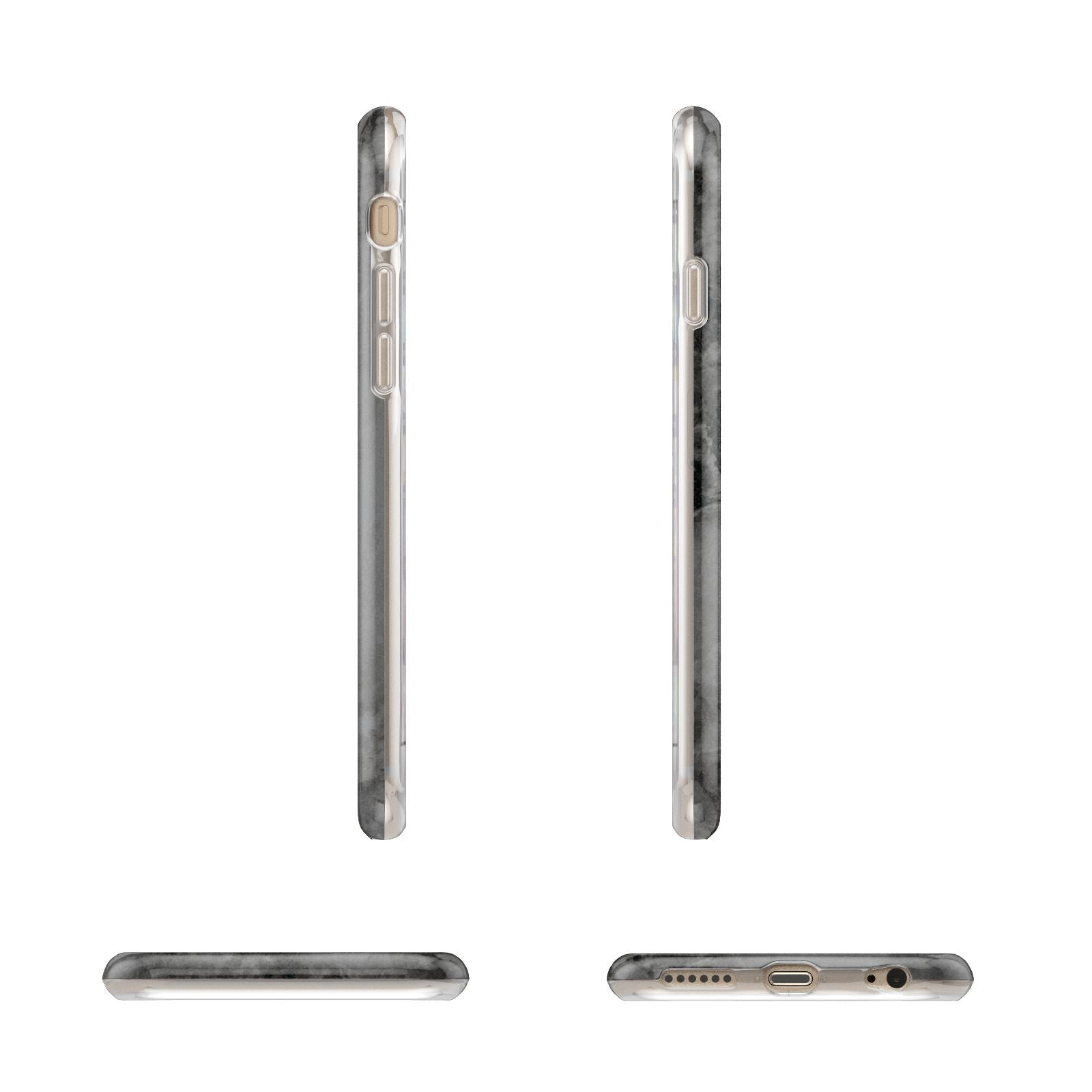 Faux Marble Grey Black Apple iPhone 6 3D Wrap Tough Case Alternative Image Angles