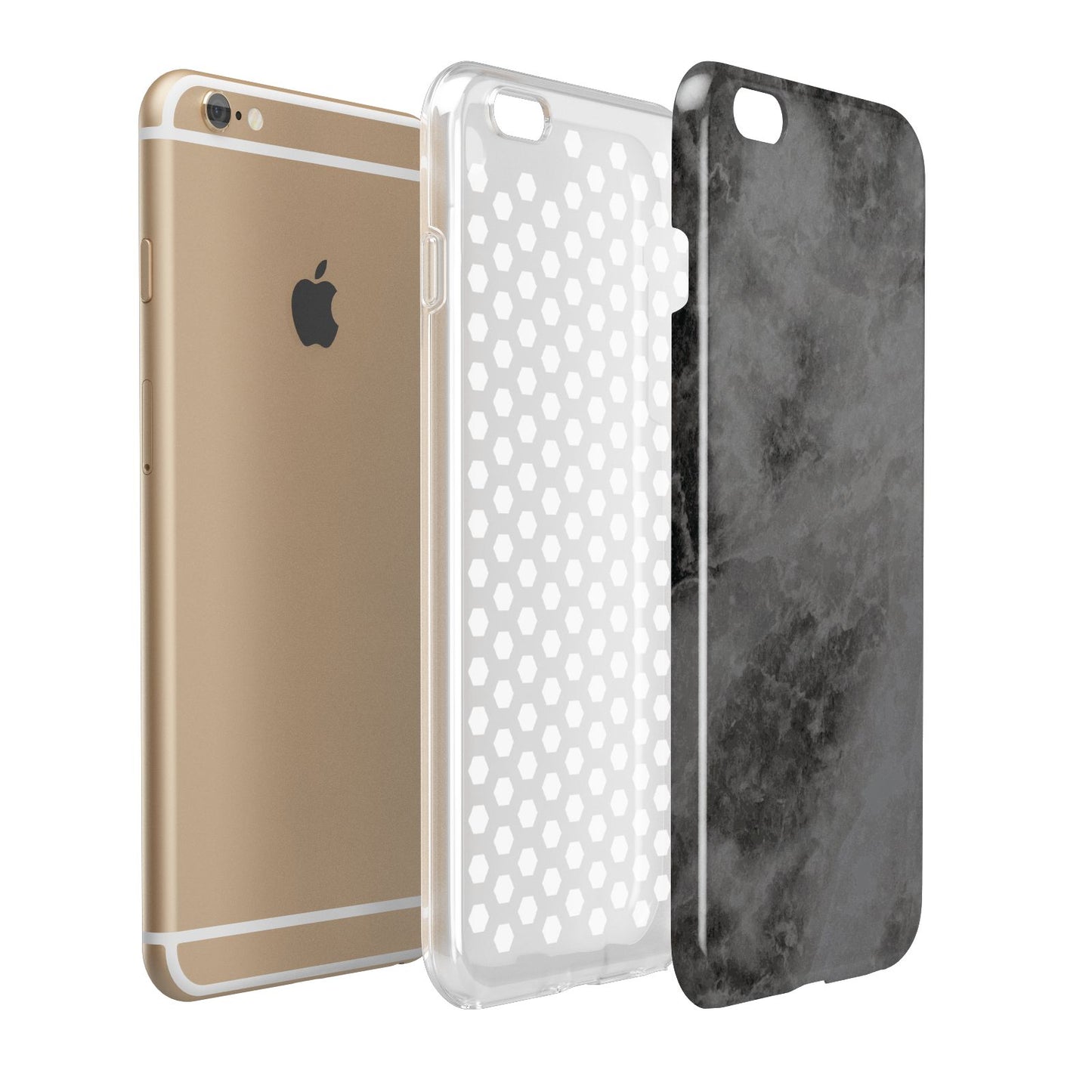Faux Marble Grey Black Apple iPhone 6 Plus 3D Tough Case