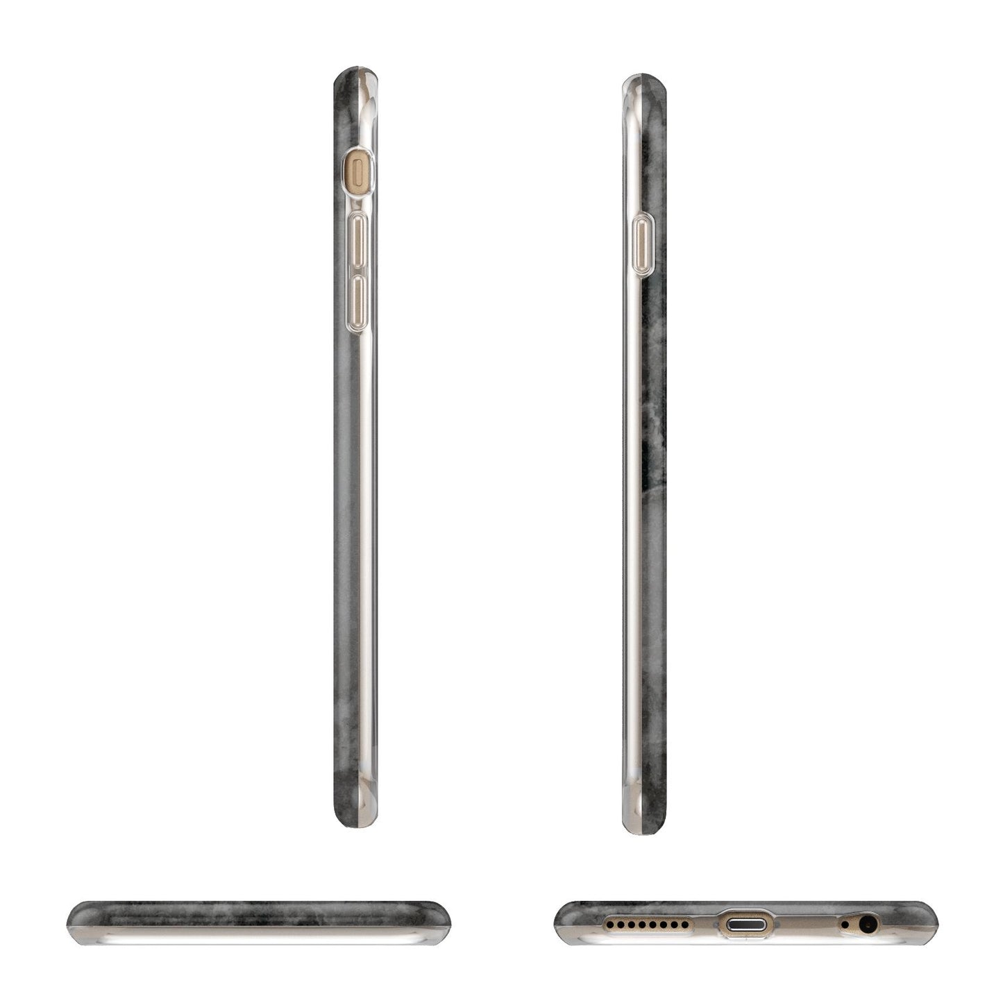 Faux Marble Grey Black Apple iPhone 6 Plus 3D Wrap Tough Case Alternative Image Angles