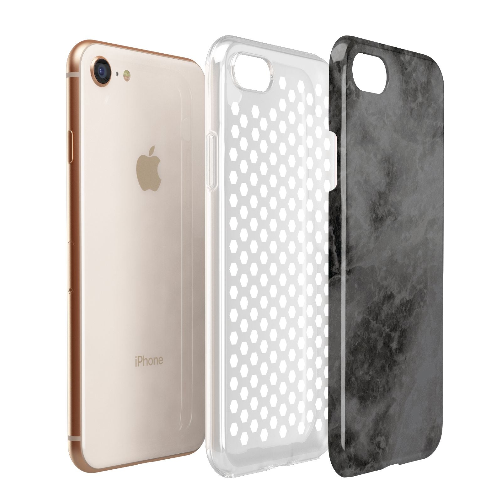 Faux Marble Grey Black Apple iPhone 7 8 3D Tough Case Expanded View