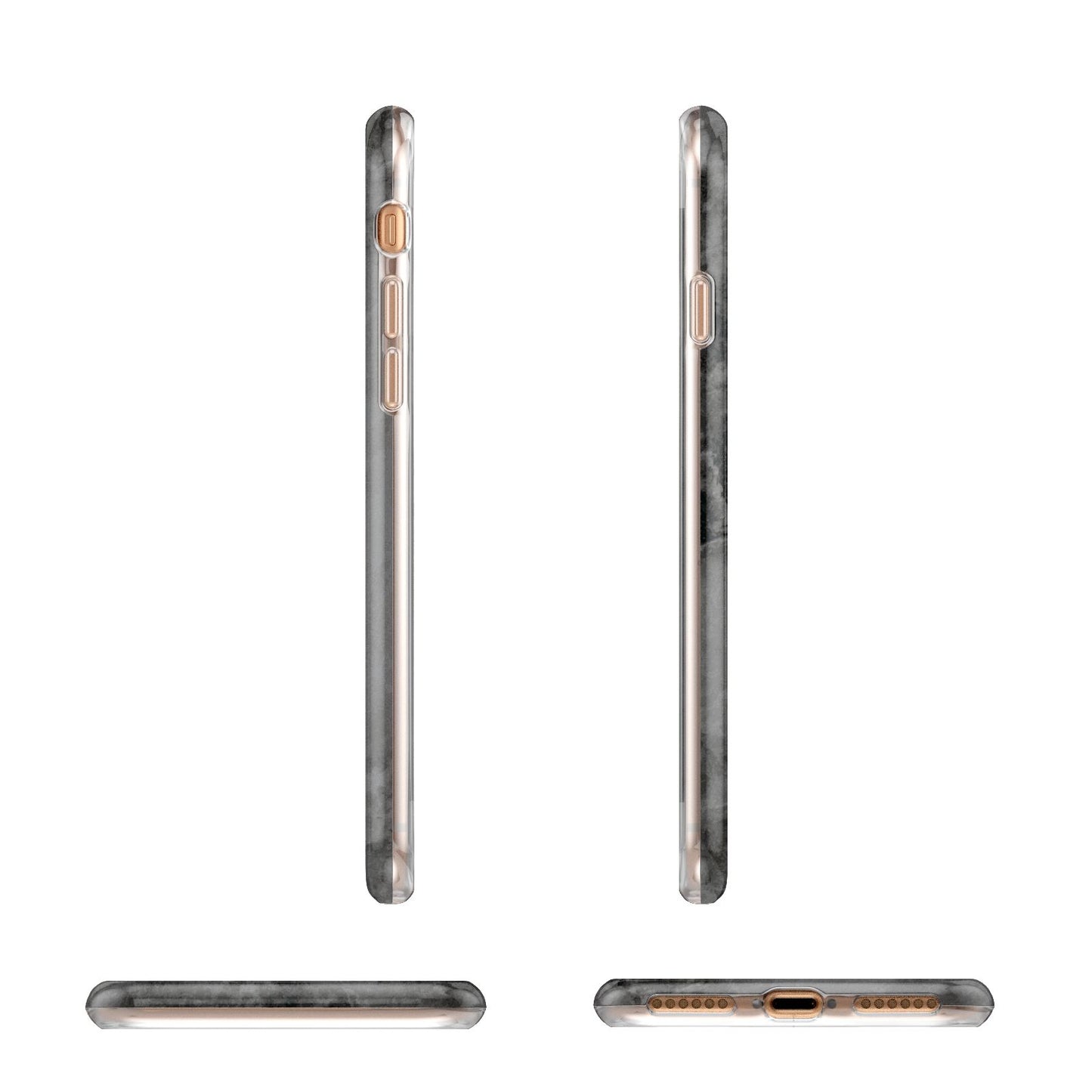 Faux Marble Grey Black Apple iPhone 7 8 3D Wrap Tough Case Alternative Image Angles