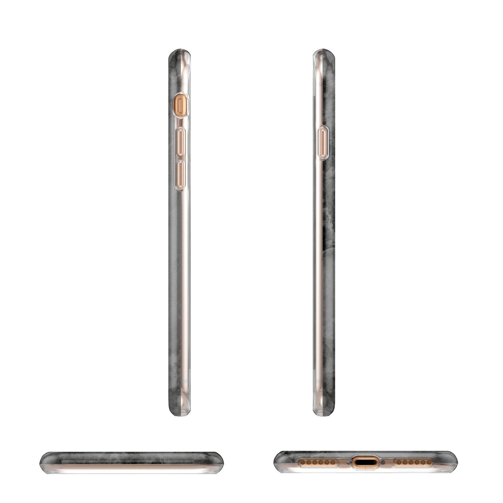 Faux Marble Grey Black Apple iPhone 7 8 3D Wrap Tough Case Alternative Image Angles