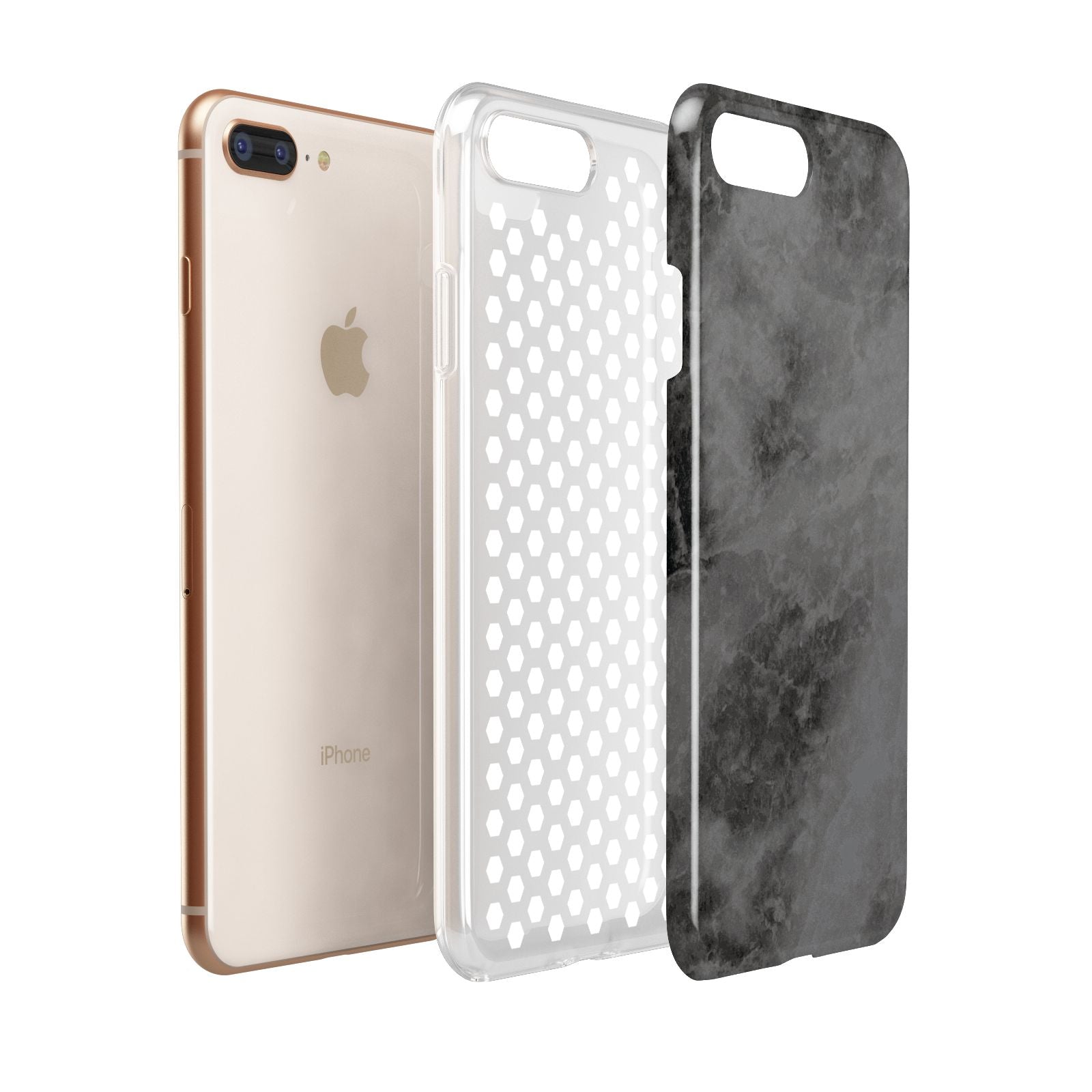 Faux Marble Grey Black Apple iPhone 7 8 Plus 3D Tough Case Expanded View