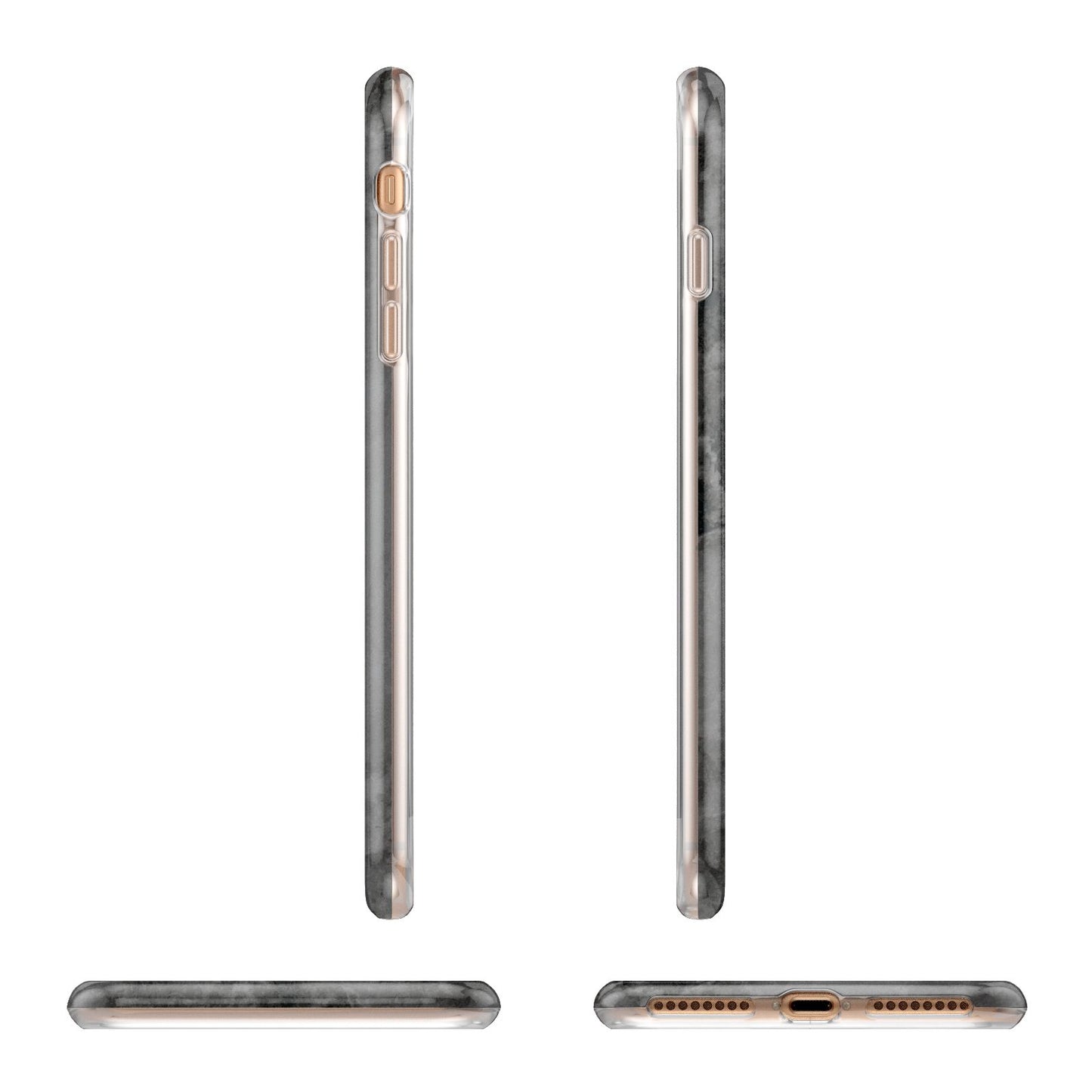 Faux Marble Grey Black Apple iPhone 7 8 Plus 3D Wrap Tough Case Alternative Image Angles