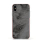 Faux Marble Grey Black Apple iPhone Xs Impact Case Pink Edge on Silver Phone