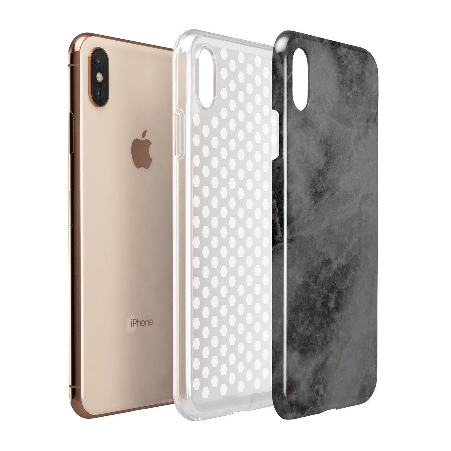 Faux Marble Grey Black Apple iPhone Xs Max 3D Tough Case Expanded View