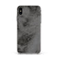 Faux Marble Grey Black Apple iPhone Xs Max Impact Case White Edge on Silver Phone