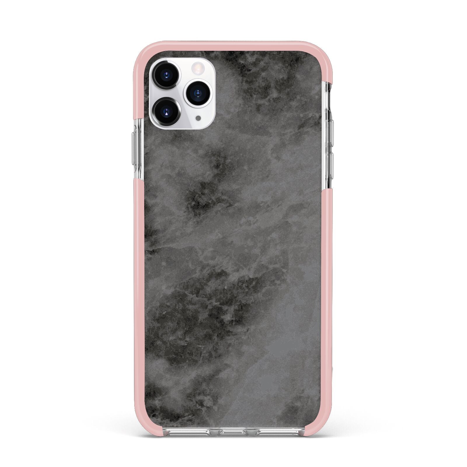 Faux Marble Grey Black iPhone 11 Pro Max Impact Pink Edge Case