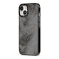 Faux Marble Grey Black iPhone 13 Black Impact Case Side Angle on Silver phone