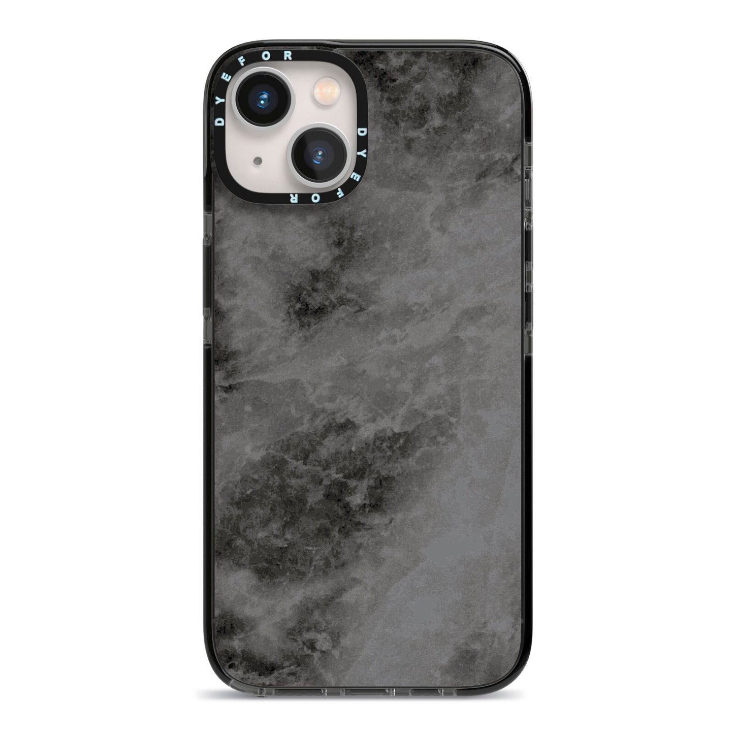 Faux Marble Grey Black iPhone 13 Black Impact Case on Silver phone