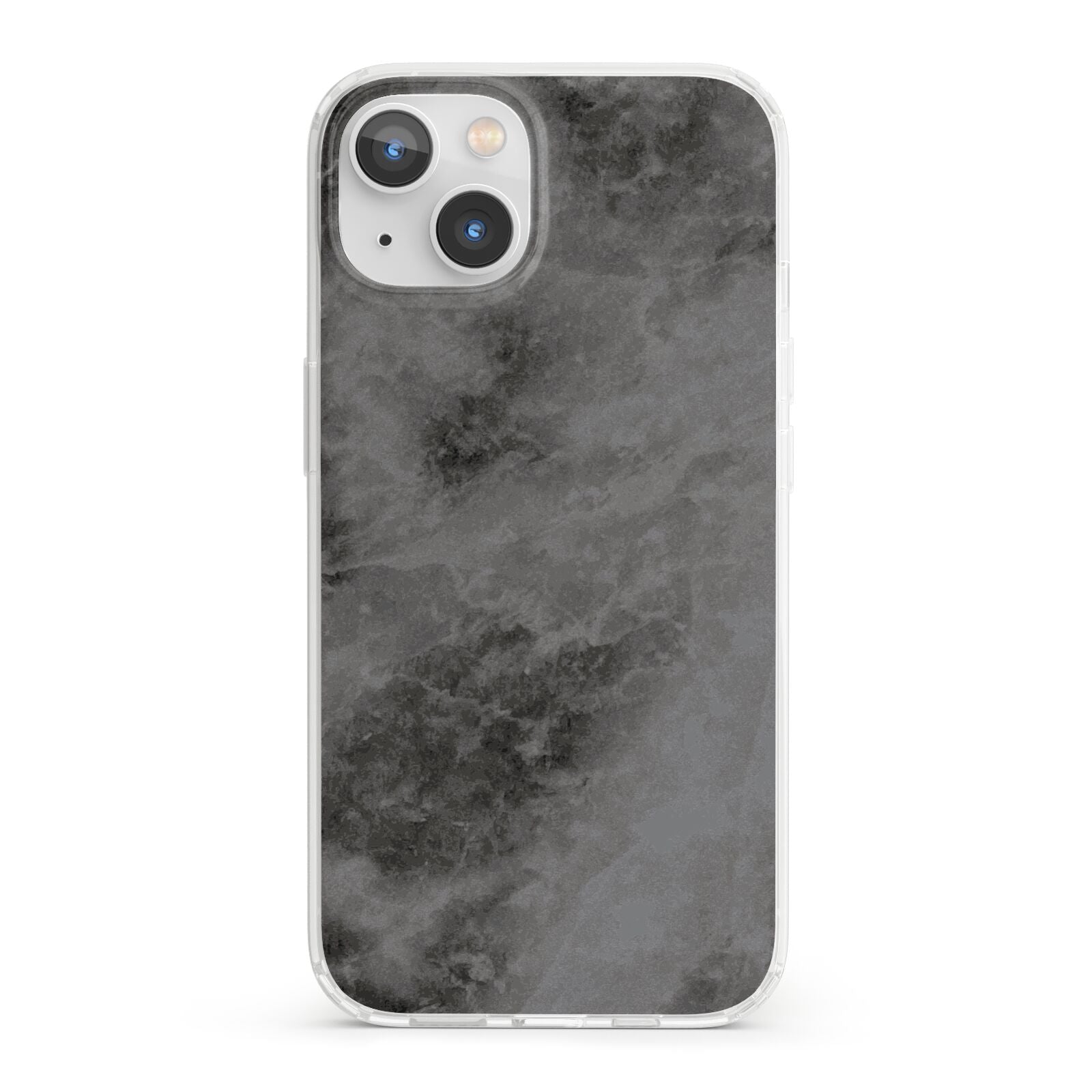 Faux Marble Grey Black iPhone 13 Clear Bumper Case