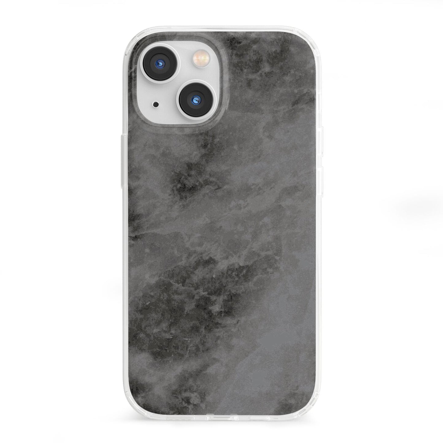 Faux Marble Grey Black iPhone 13 Mini Clear Bumper Case