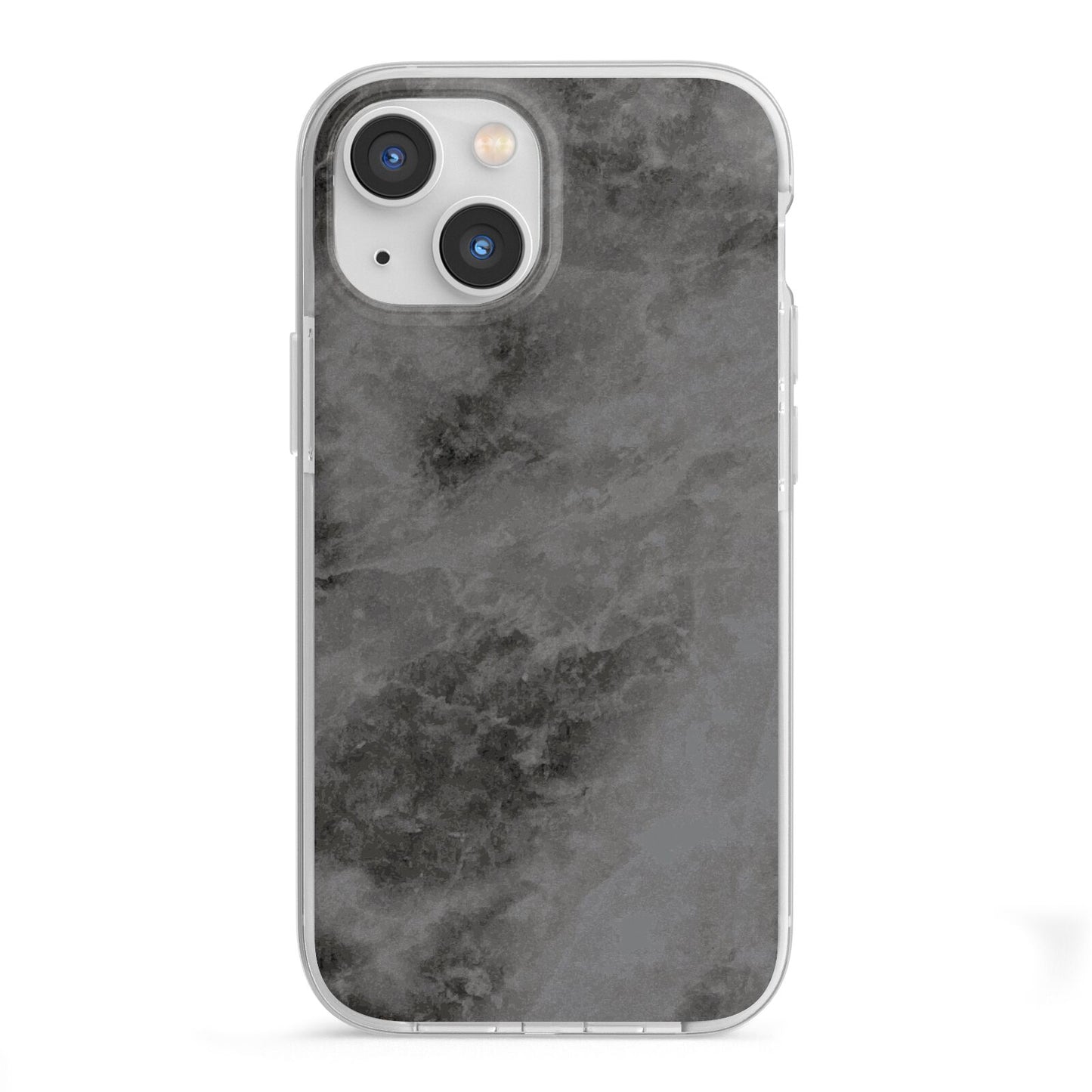 Faux Marble Grey Black iPhone 13 Mini TPU Impact Case with White Edges