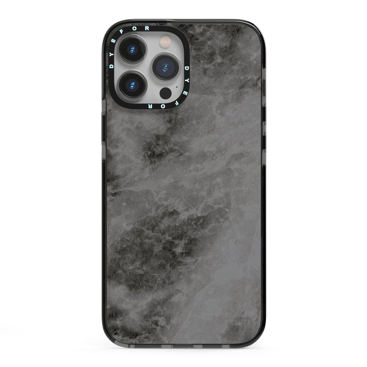 Faux Marble Grey Black iPhone 13 Pro Max Black Impact Case on Silver phone