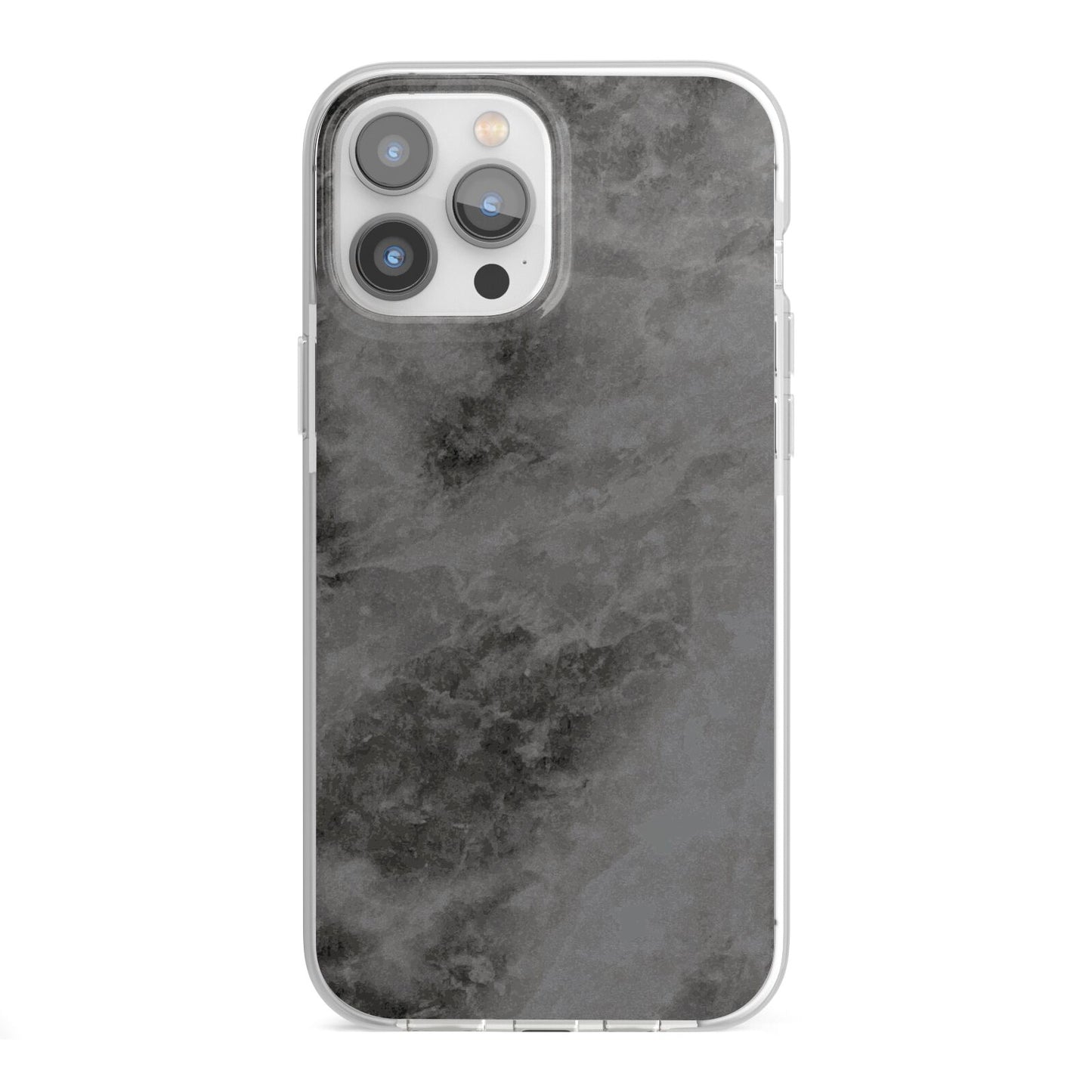 Faux Marble Grey Black iPhone 13 Pro Max TPU Impact Case with White Edges