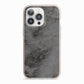 Faux Marble Grey Black iPhone 13 Pro TPU Impact Case with Pink Edges