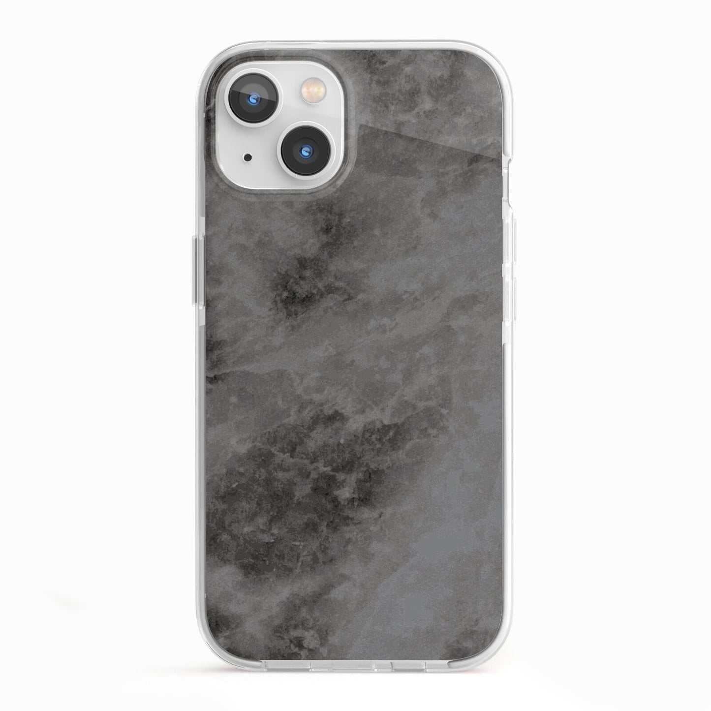 Faux Marble Grey Black iPhone 13 TPU Impact Case with White Edges
