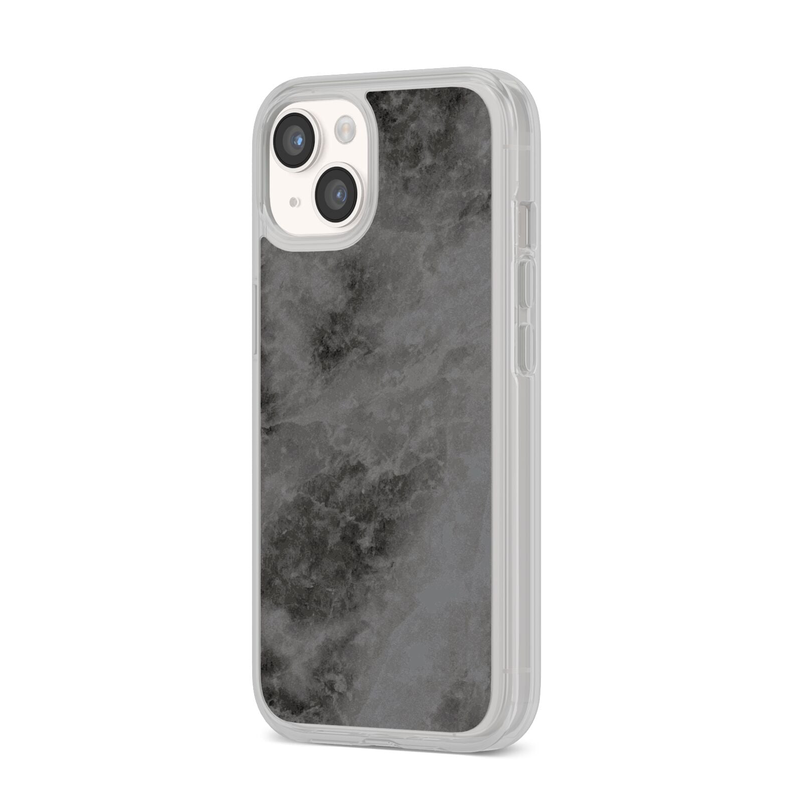 Faux Marble Grey Black iPhone 14 Clear Tough Case Starlight Angled Image