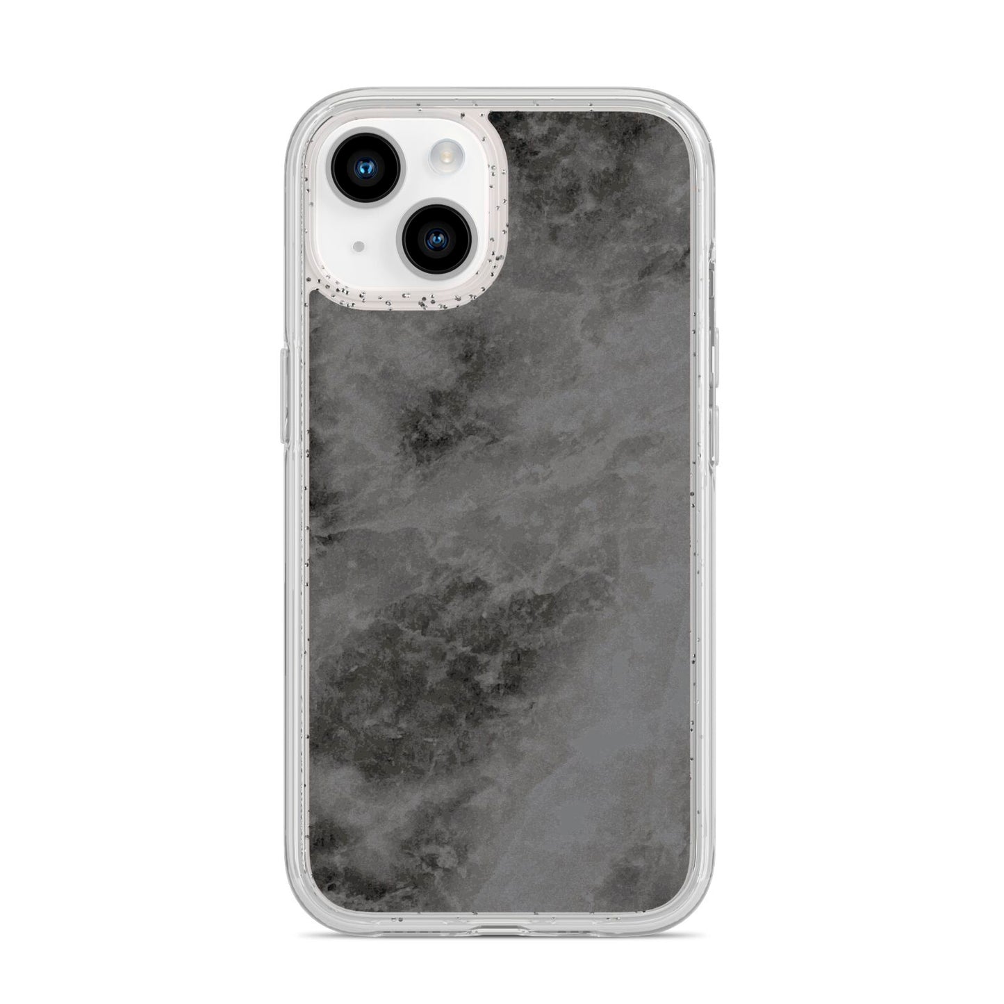 Faux Marble Grey Black iPhone 14 Glitter Tough Case Starlight