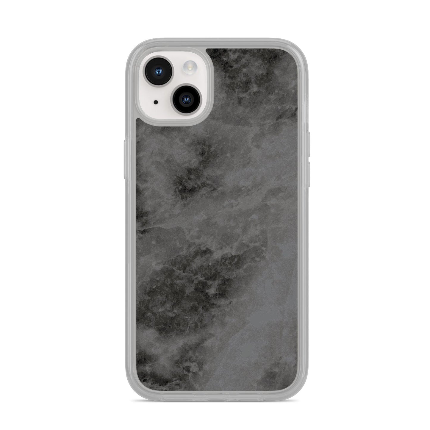Faux Marble Grey Black iPhone 14 Plus Clear Tough Case Starlight