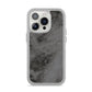 Faux Marble Grey Black iPhone 14 Pro Clear Tough Case Silver