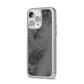 Faux Marble Grey Black iPhone 14 Pro Max Glitter Tough Case Silver Angled Image