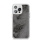 Faux Marble Grey Black iPhone 14 Pro Max Glitter Tough Case Silver